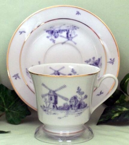 Toile Blue Windmill Catherine Cup & Saucer