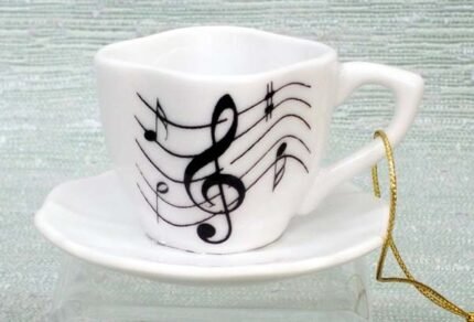 Music Notes Cup & Saucer Ornament