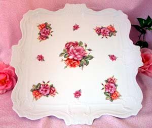 Trio of Roses 14" Square Tray