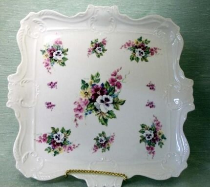 Bouquet of Pansies 14" Square Tray